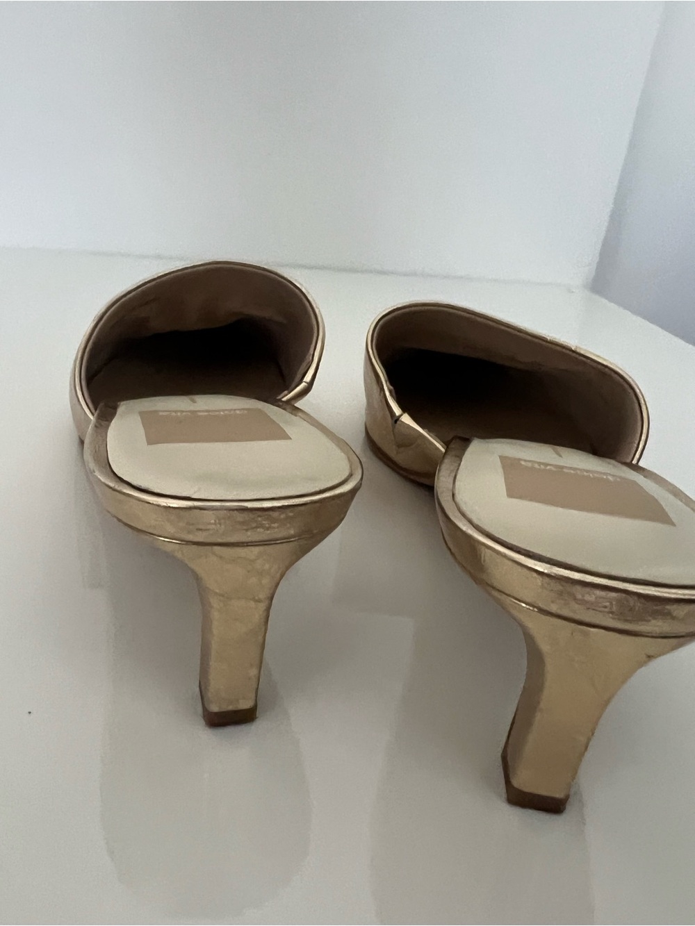 Dolce Vita Lexy Heeled Sandals Metallic Gold Leather Kitten Heel Mules US 6 $130 - Picture 8 of 11